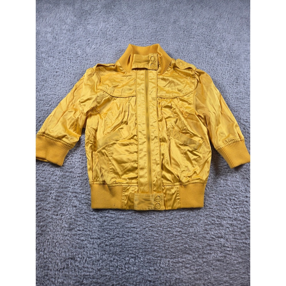 Miss Lili Bomber Jacket Large Yellow Kids Zip‎ Up Epaulette Utility Coat